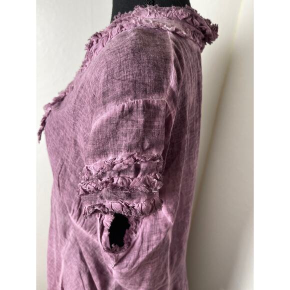 Degrade Women's 100% Linen Coastal Gauze Sheer Whimsical Lagenlook Fairy Set M/L - Picture 5 of 16